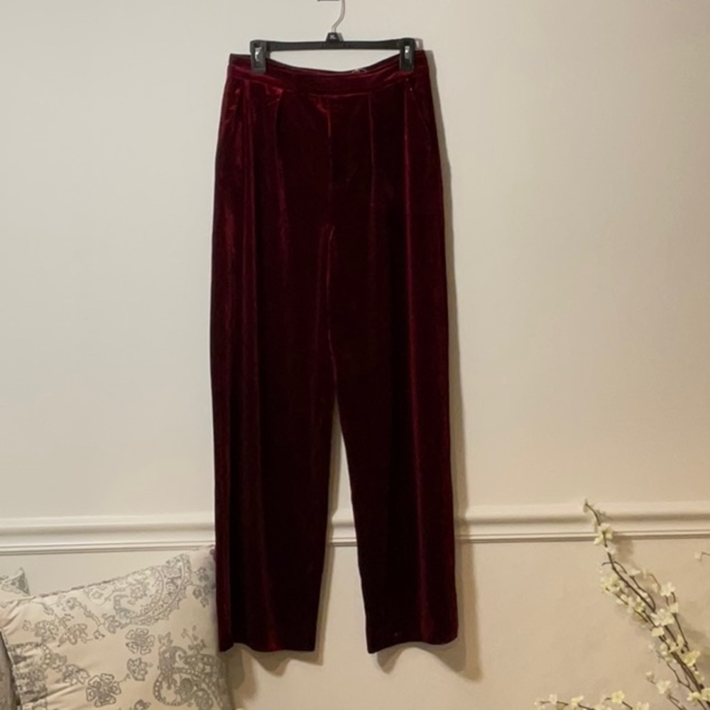 Blank NYC Red Dress Pants Velvet Palazzo